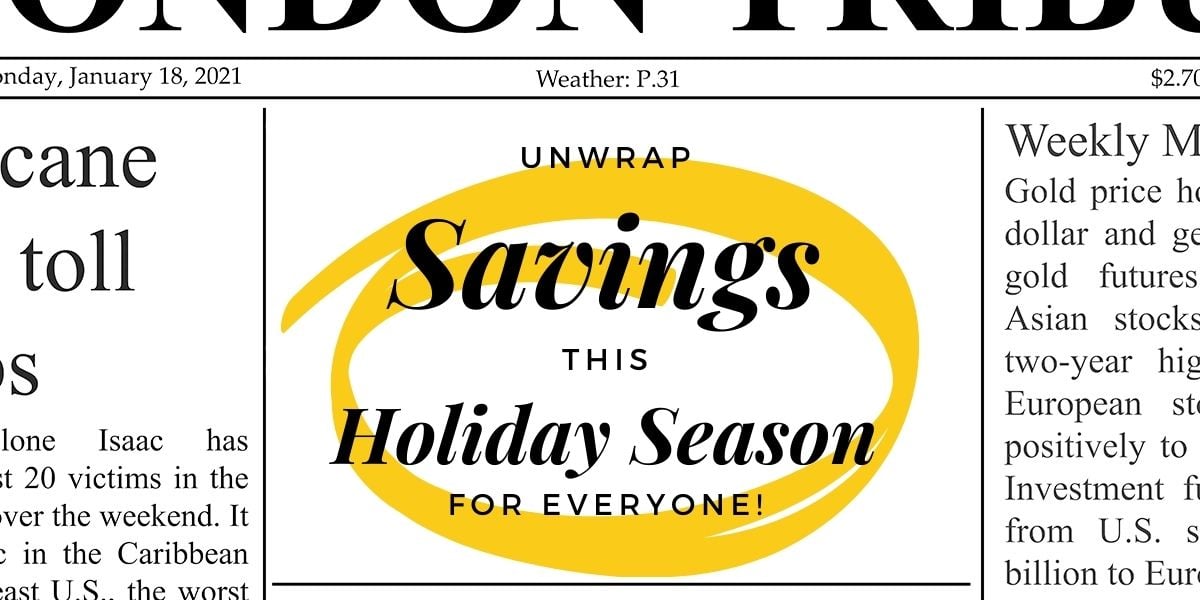 Holiday ad example in Newspaper