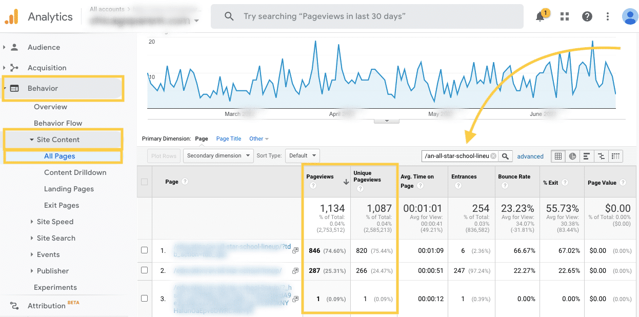 1 Google Analytics Page Views
