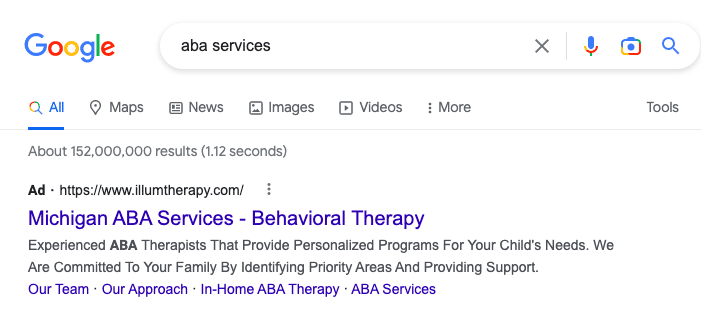 Google Ads Search Text Results
