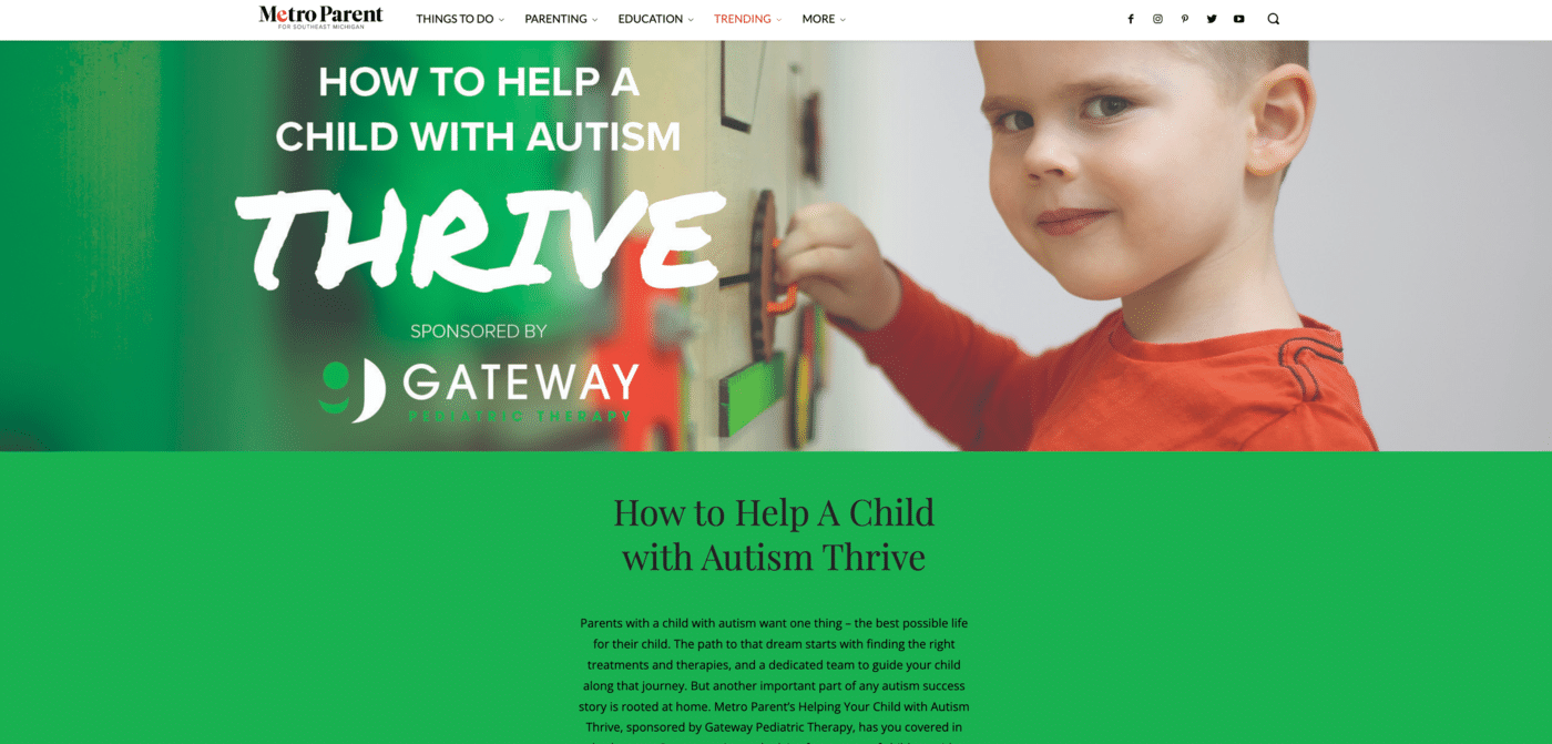 How to Help a Child with Autism Thrive Pillar Example