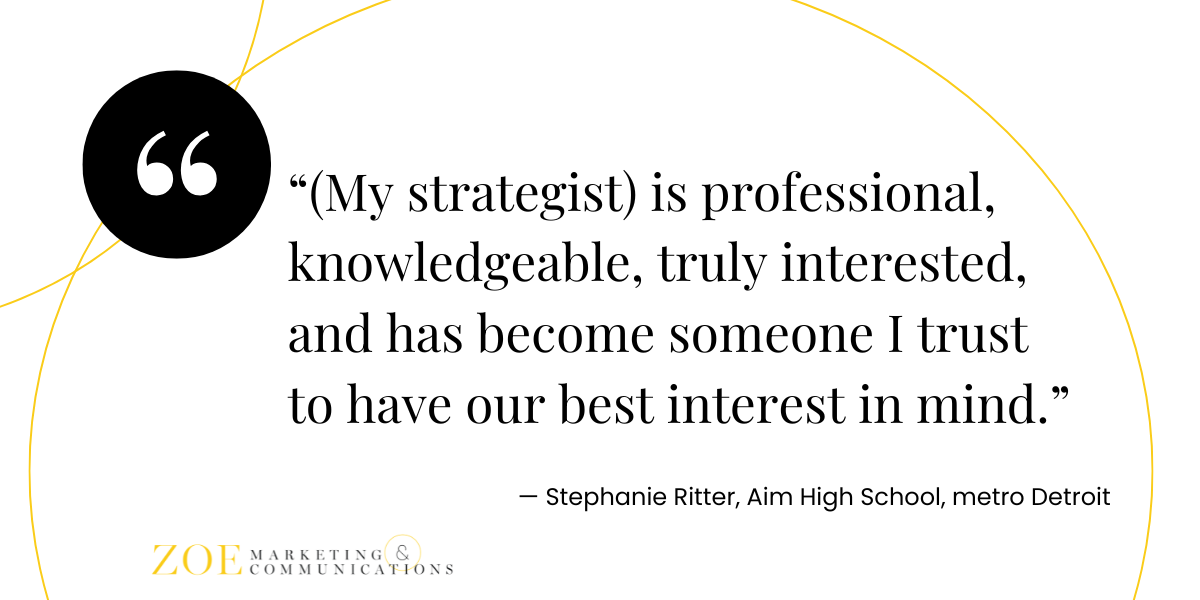 Metro Parent Testimonial for School Marketing from Stephanie Ritter of Aim High School
