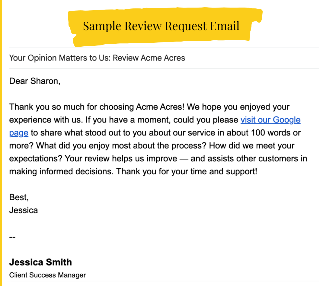 Sample Review Request Email