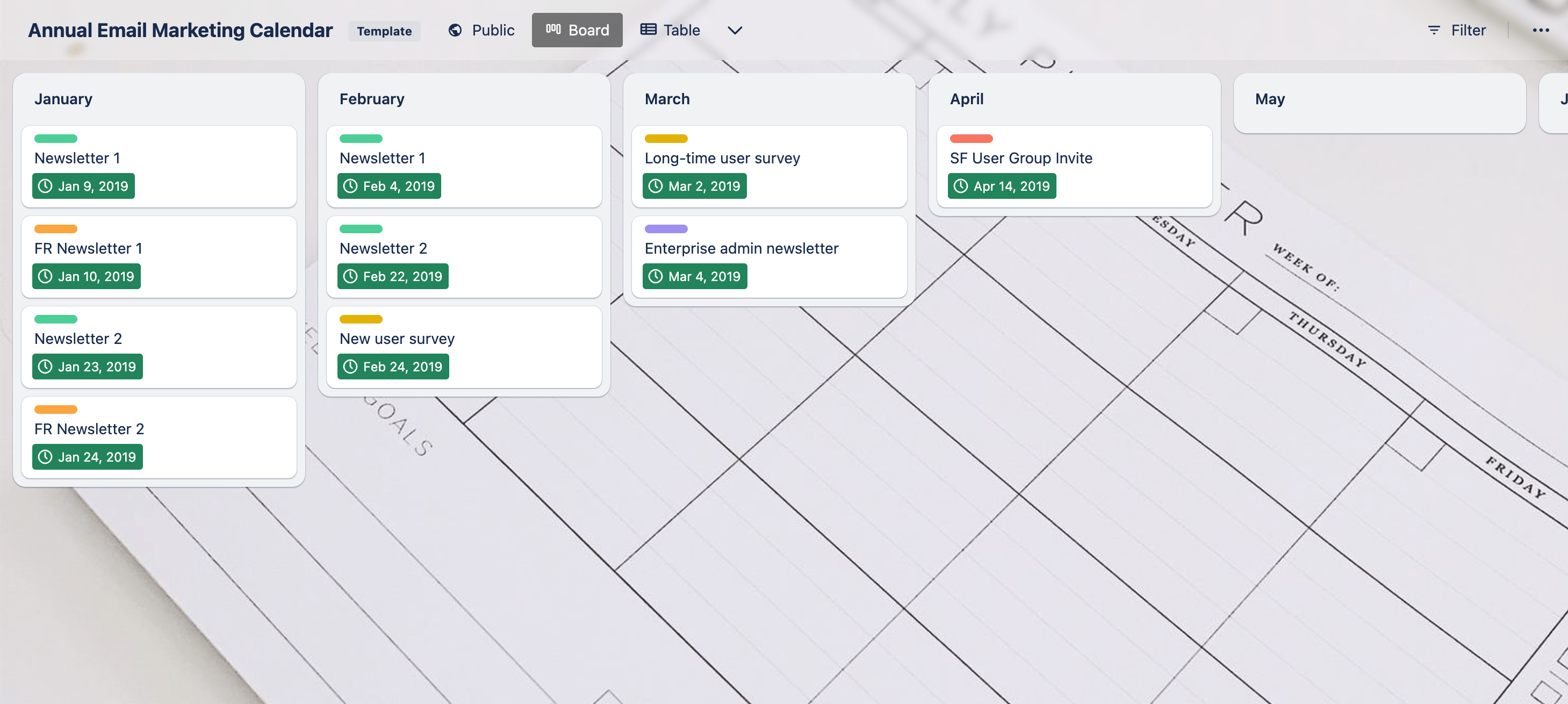 Trello Marketing Calendar Template