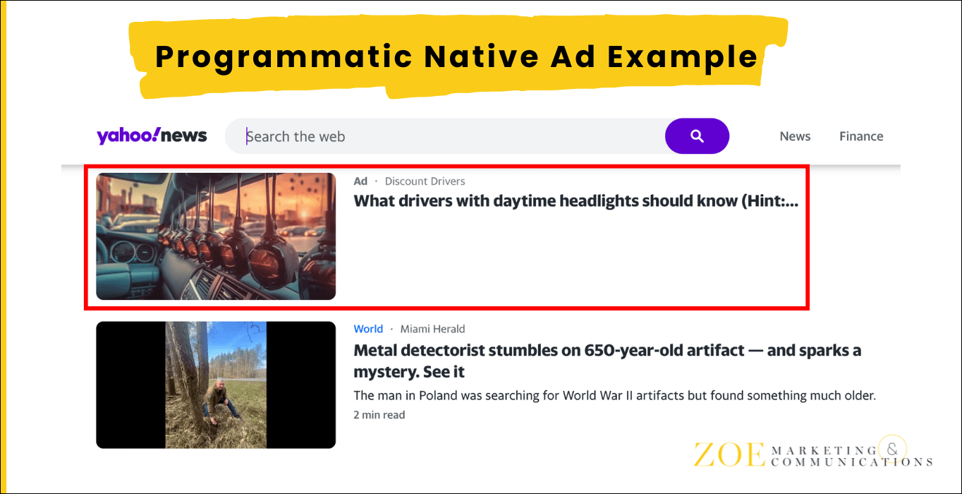 Zoe Blog-Content Marketing Glossary-Programmatic Native Ad Example