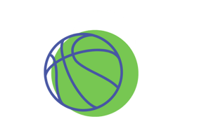 Blue and green basketball