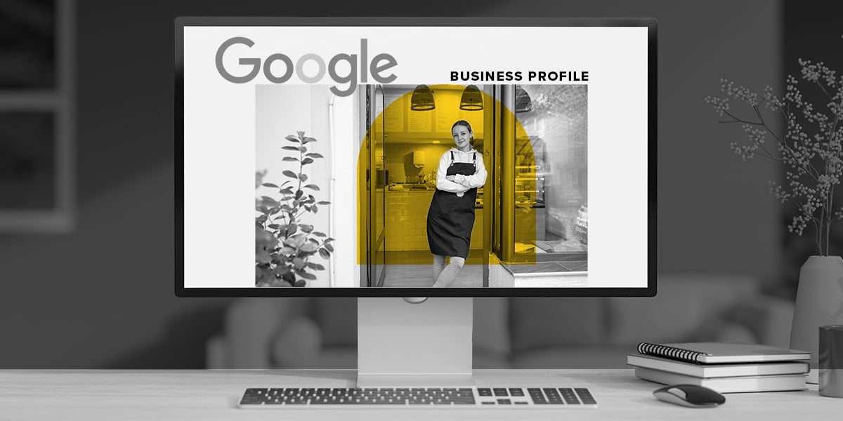A woman stands outside of her business for her Google Business Profile